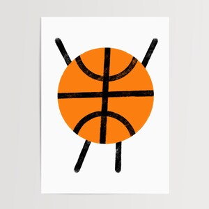 Niedliches Basketball-Poster für Kinder Lustige Sportwandkunst, verspieltes Basketball-Dekor für Jungen- oder Mädchenzimmer illustrierter Druck