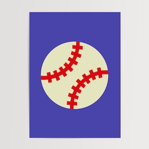 Illustrated Baseball Poster, Sports Wall Art Print, Kids Room, Playroom, Home, Office, Gym Decor, Gift for Baseball Lovers