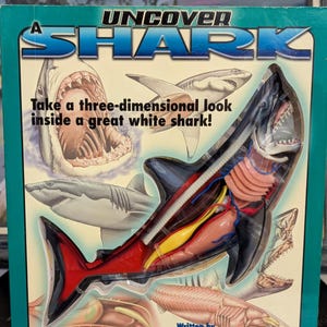 Uncover A Shark Book- 3D look inside Great White Shark! Just in time for Shark Week! Learn about sharks - Perfect gift for shark lover.