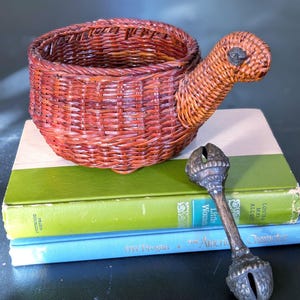 Vintage Wicker Turtle Planter