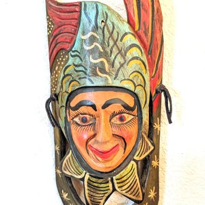 Mexican Hand-Carved Wooden Jester Mask