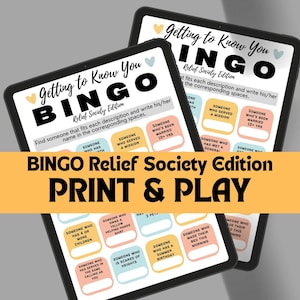 Relief Society Getting to Know You Bingo Game for LDS Church Gathering for Women&#39;s Activity