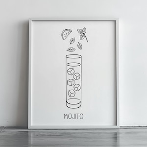 Mojito Art Print | Mojito Cocktail Poster | Classic Mojito Recipe | Mojito Glass Art | Deconstructed Mojito | Bar Cart Decor | Mojito Lover