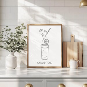 Gin and Tonic Art Print | Gin and Tonic Cocktail Print | Classic Cocktail Art | Bar Cart Decor | Home Bar Art | Gin and Tonic Gift