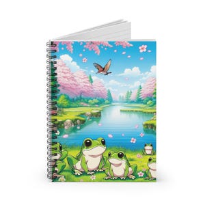 Kawaii Frog Spiral Notebook - Adorable Nature Design, Perfect for Journaling, School, Gifts, and More!