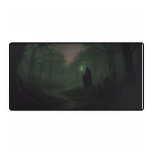 Spooky Forest Desk Mat - Gothic Home Office Decor, Gaming Mouse Pad, Halloween Gift, Dark Aesthetic Workspace
