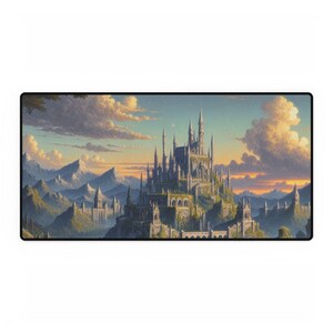 Artistic Castle Desk Mat, Fantasy Desk Pad, Gamer Mouse Pad, Office Decor, Gift for Creatives