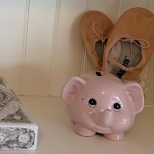Vintage Pink Ceramic Elephant Bank