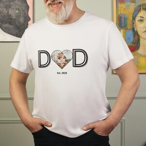Custom photo t shirt, Personalized heart photo, Personalized Dad T-Shirt, Custom Father Tee, Father&#39;s Day Gift, Family Photo Shirt