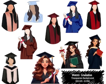 Women Graduation PNG Bundle • Female Graduate Clipart