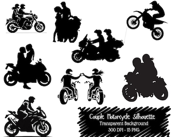 Biker Couple PNG Set • Motorcycle Silhouettes
