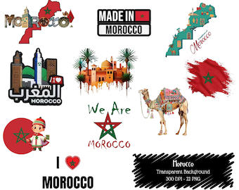 Morocco Clipart PNG Bundle: Travel Art Graphics (Digital Download)