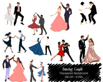 Dancing Couple PNG Bundle, Ballroom Dance Silhouettes, Wedding Graphics (Digital Download)