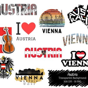 Austria PNG Clipart: Vienna Landmarks, Flag Stickers (300 DPI Download)
