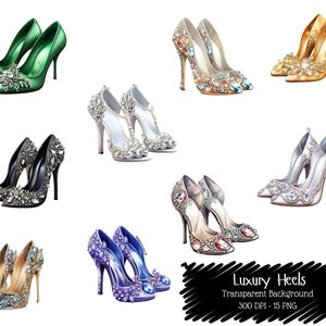 Elegant High Heels Clipart PNG: Glam Fashion Art (Digital Download, 300 DPI Transparent Background)