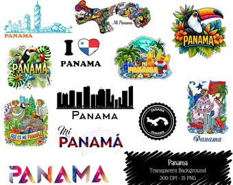 Panama Clipart PNG Bundle, Tropical Travel Graphics, Central America (Digital Download)