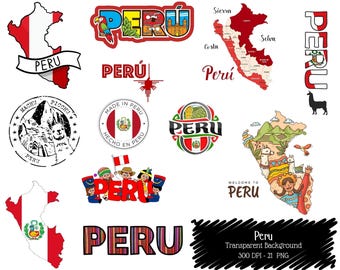 Peru Clipart PNG Bundle: Machu Picchu, Llama & Culture Icons (Digital Download)
