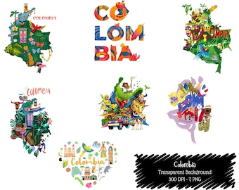 Colombia Clipart PNG Bundle: Culture, Wildlife & Travel Icons