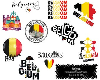 Belgium Clipart Bundle, Brussels Antwerp Map Flag Graphics (Digital Download)