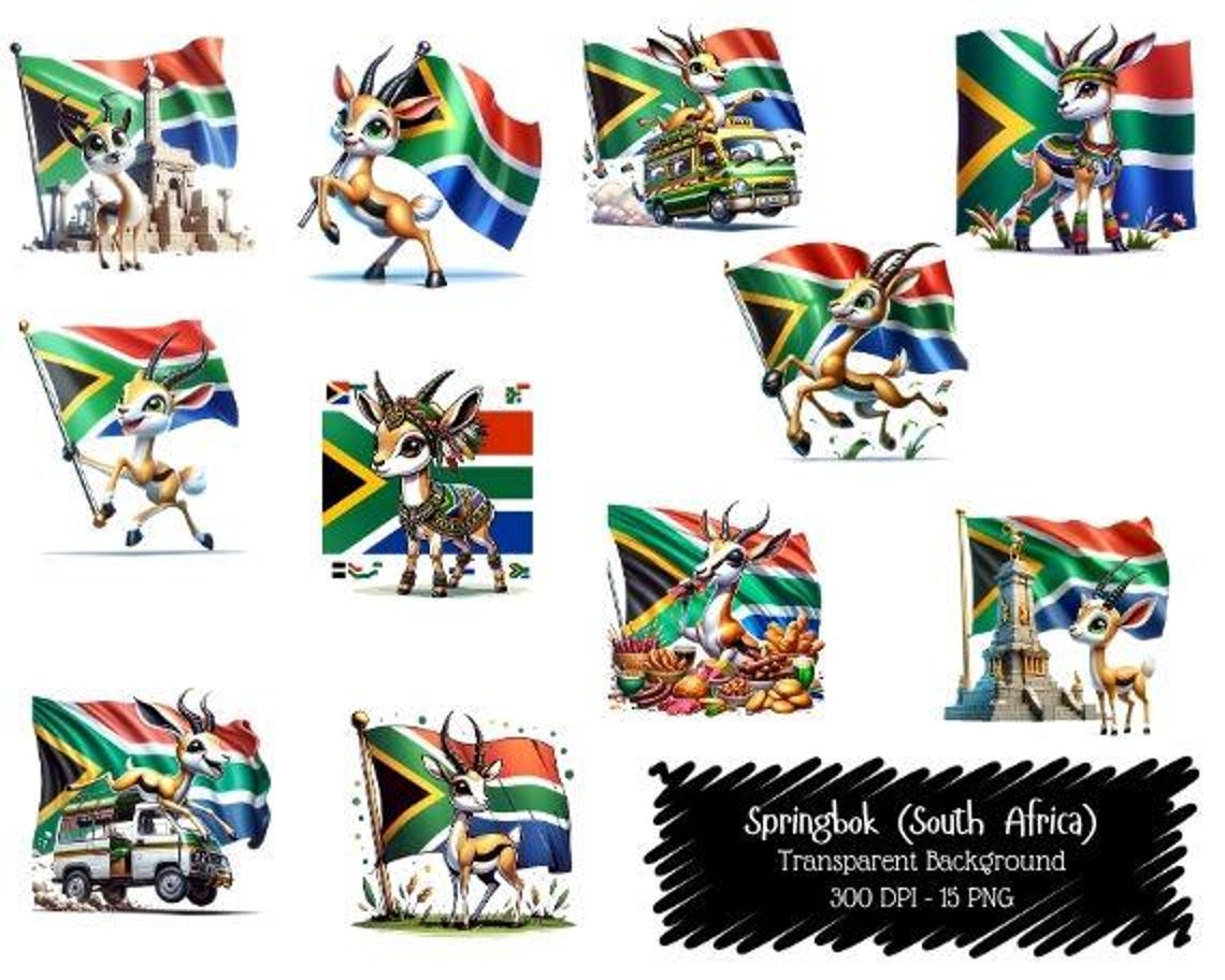 Springbok South Africa PNG Clipart: SA Flag Animal Graphics (15 PNG ...