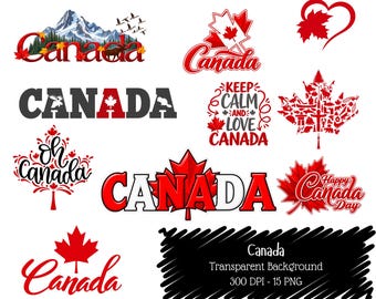 Canada Clipart Bundle, Maple Leaf, Mountains, Travel Graphics (Digital Download)