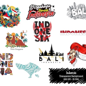 Indonesia Clipart Bundle, Bali Travel Stickers, Indonesian Independence Day Graphics (Digital Download)