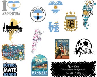 Argentina Clipart PNG Bundle: Buenos Aires, Tango, Football (Digital Download 300 DPI)