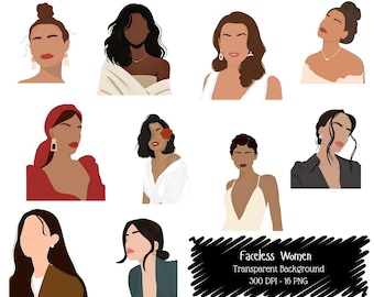 Faceless Women Clipart Bundle, Minimalist Elegant Illustration (Digital Download)