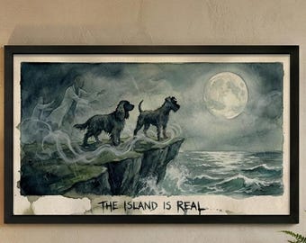 The Plague Dogs "The Island Is Real" Art Print | Watercolor Literary Illustration