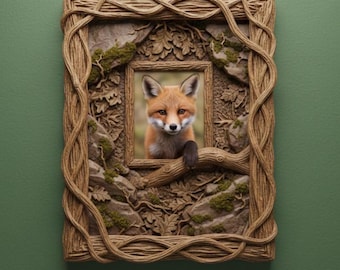 3D Fox Cub Framed Art, Woodland Nursery Decor