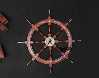 Luxury Wooden Ship Wheel, Steering Wheel, Beach House, Vintage Décor, Marine Décor
