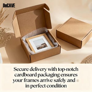DecaveIndia secure cardboard packaging with framed art print nestled in protective cushioning material for safe delivery