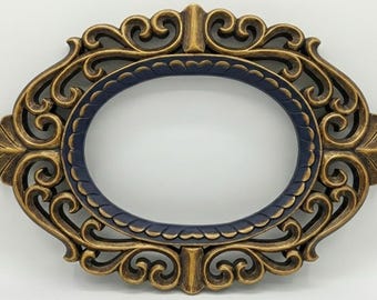 Hand Carved Oval Frame • Custom Wood Picture Frame for Canvas or Mirror ,Ornate Vintage Style Wall Decor ,Antique Gold, Black, White