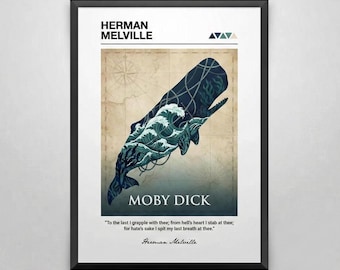 Moby Dick Art Print, Sperm Whale Silhouette, Nautical Wall Decor