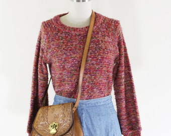 Vintage Cozy Knit Sweater / Nubby Knit Style / Colorful Knit Sweater / Boho Style / M