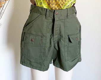 Vintage 80's Olive Shorts, Scout Style, 29" Waist