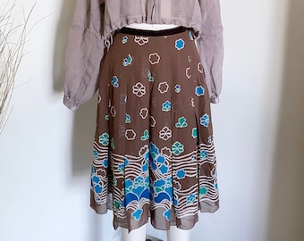 Vintage 90's Anna Sui Silk Skirt,  27" Waist