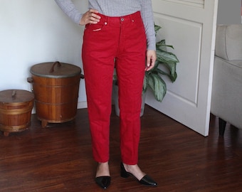 Vintage Red Denim, 90's Guess Jeans,  28" exact Waist Size 6