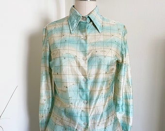 70's Zodiac Shirt, Collared Shirt, Elles Belles,