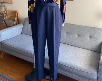 90年代ヴィンテージ ネイビーブルー ウール トラウザーズ、ウエスト28インチ