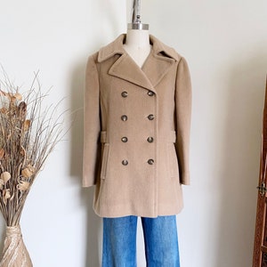 Vintage 70&#39;s Wool Coat, Double Breasted, M