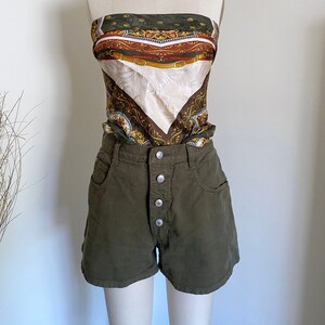 Vintage 90&#39;s Olive Denim Shorts, 28&quot; Waist