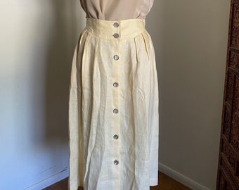 Vintage Ramie Skirt, High Waisted, Minimalist Style, 27" waist