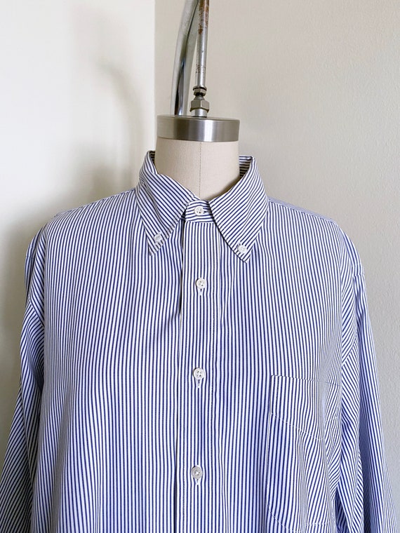 Vintage Striped Cotton Shirt, Menswear, Blue and … - image 6