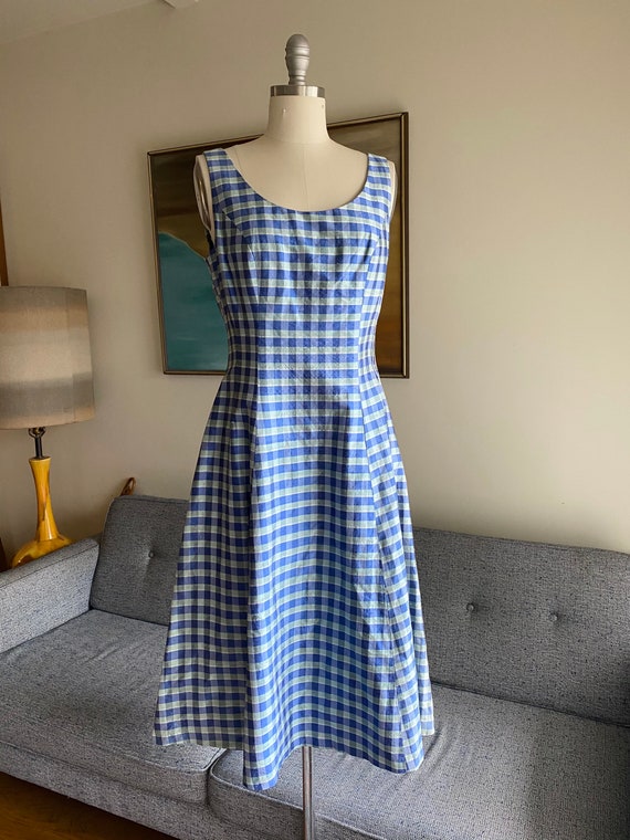 Vintage Plaid Silk Dress / Woven Silk Dress / 90's