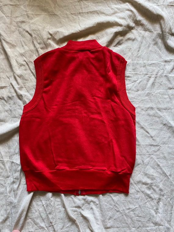 Vintage 80's Red Fleece Vest, Zip Up, Sleeveless,… - image 3