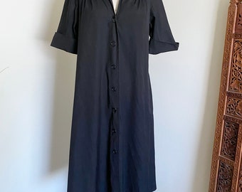 Vintage 70's Shirt Dress, Trapeze Style, Pockets, M L