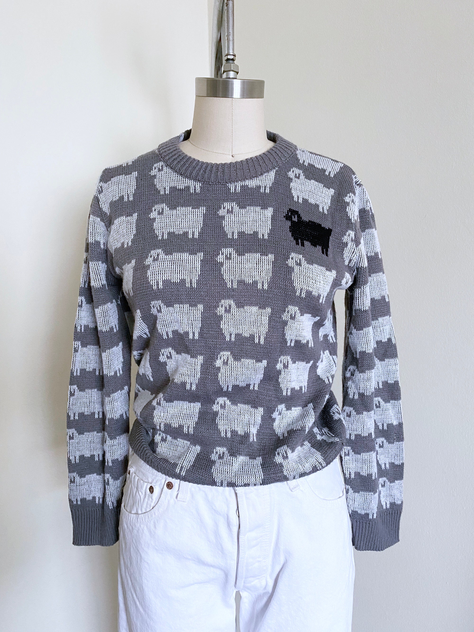 Vintage 80 s Sheep Sweater Novelty Style S Etsy