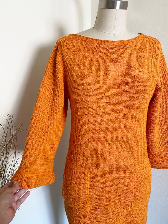 Vintage 70's Tangerine Tunic, Micro Mini Dress, S - image 2