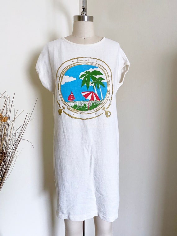 Vintage 80's French Terry Dress, Vacation Style, S